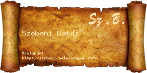 Szebeni Bató névjegykártya